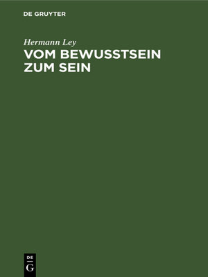 cover image of Vom Bewußtsein zum Sein